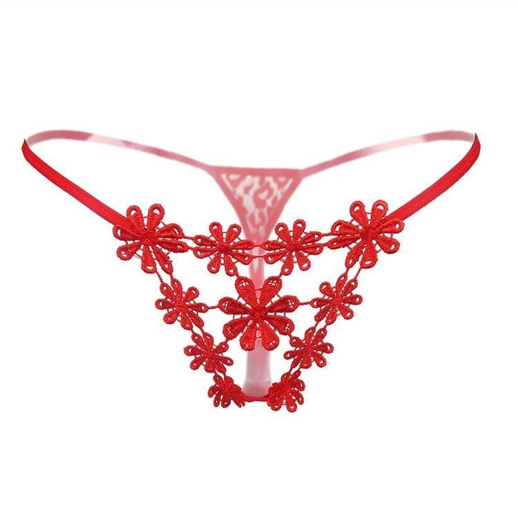Kinky Cloth 200001799 Red / One Size Flower Embroidery G String Thong