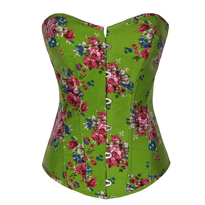 Kinky Cloth 200001885 Green / L Flower Overbust Corsets