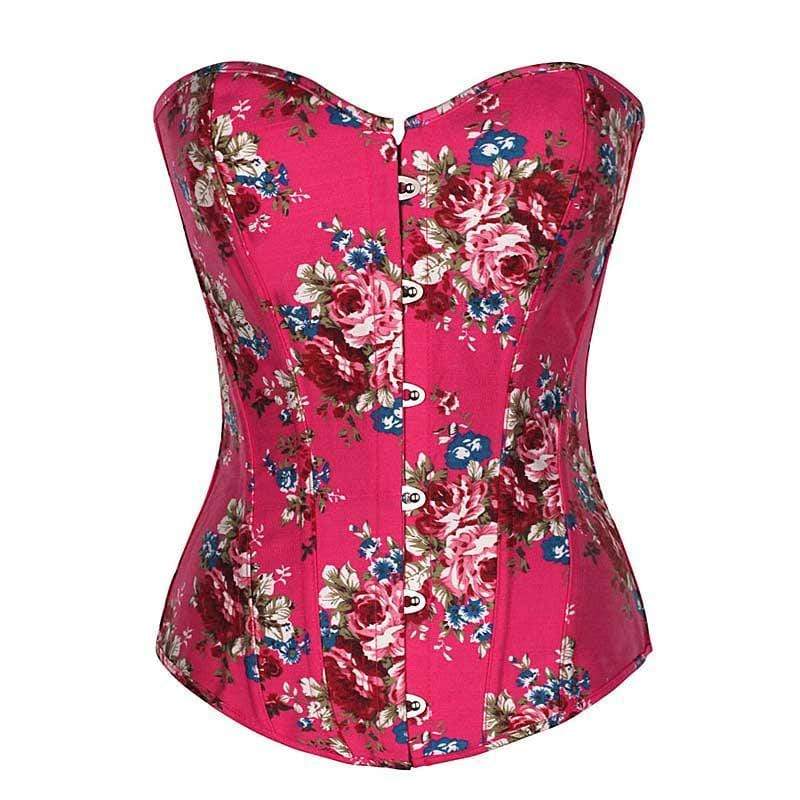 Kinky Cloth 200001885 Pink / L Flower Overbust Corsets