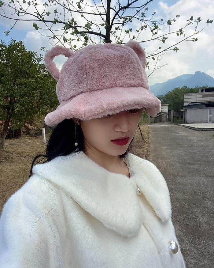 Kinky Cloth 200000447 Fluffy Bear Ears Bucket Hat