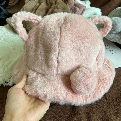 Kinky Cloth 200000447 Pink / One Size Fluffy Bear Ears Bucket Hat