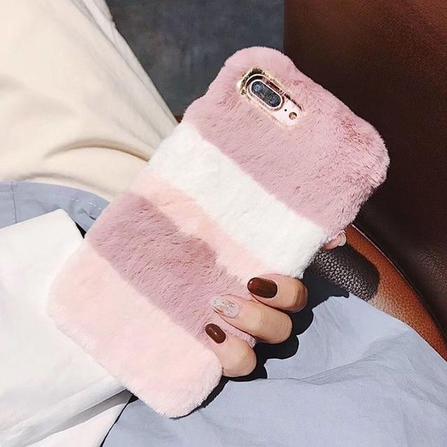 Kinky Cloth Accessories for iPhone 6 6S / Pink and White Fluffy Bunny Phone Case