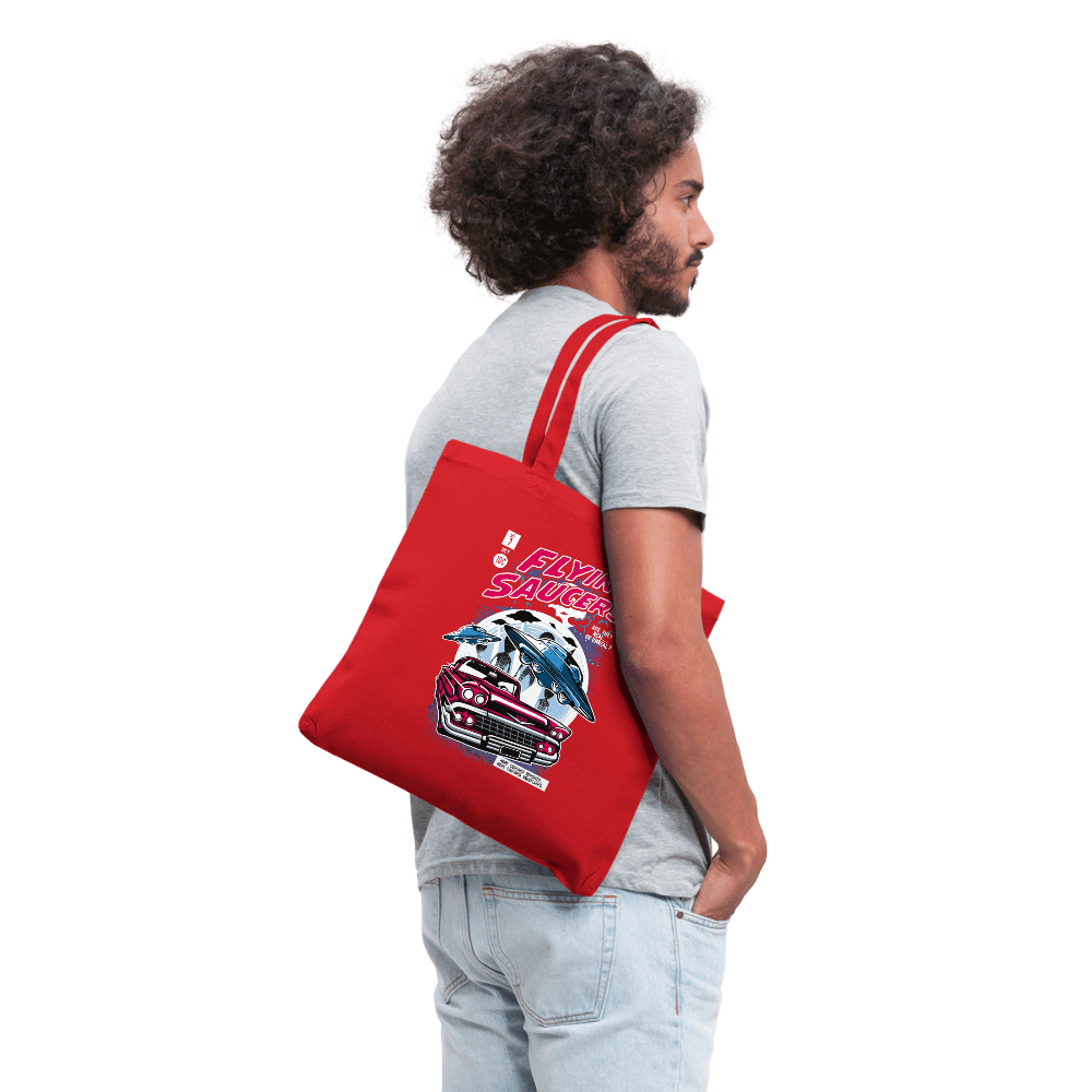 SPOD Tote Bag red Flying Saucers Comic Book Tote Bag
