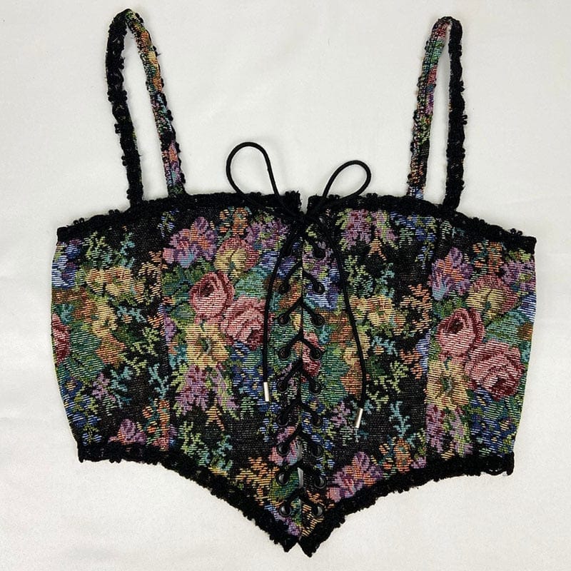 Kinky Cloth 3 / S French Vintage Floral Print Corset