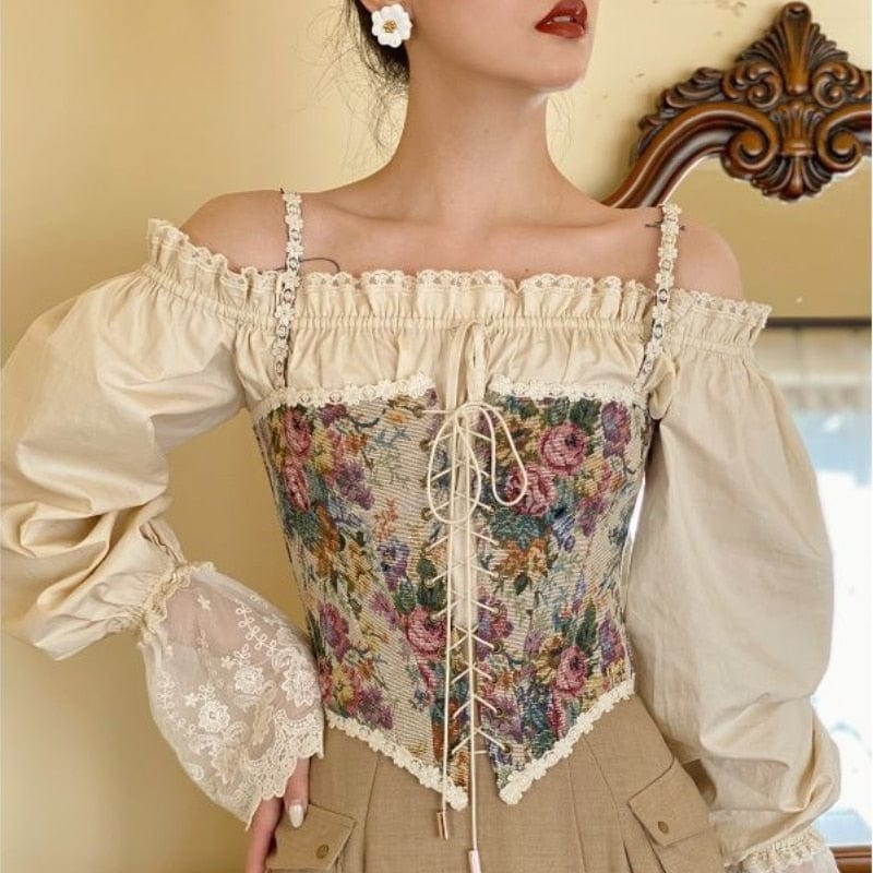Kinky Cloth French Vintage Floral Print Corset