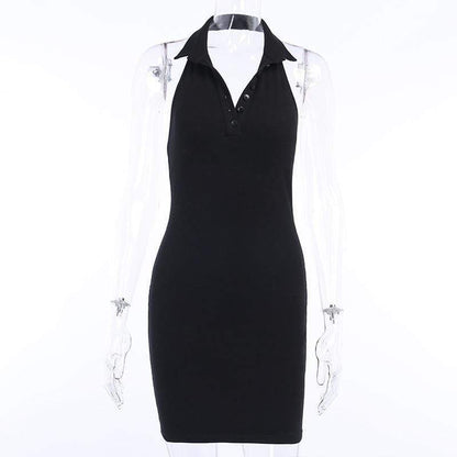 Kinky Cloth 200000347 Front Button Knitted Halter Dress