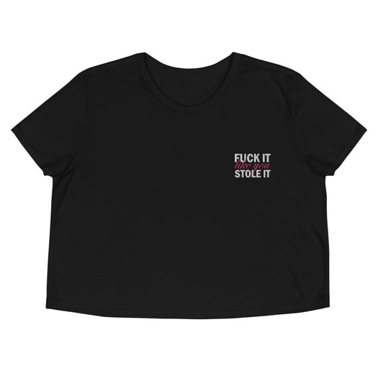 Kinky Cloth Black / S Fuck It Like You Stole It Embroidered Crop Top