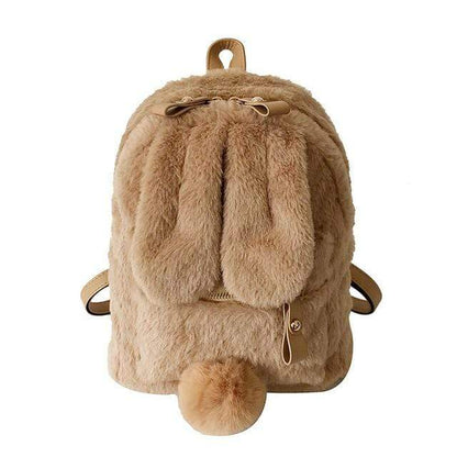 Kinky Cloth Bags & Wallets Khaki Fuzzy Bunny Backpack