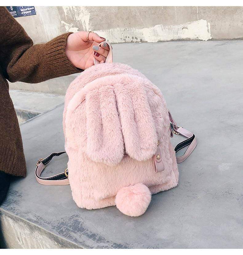 Kinky Cloth Bags & Wallets Fuzzy Bunny Backpack