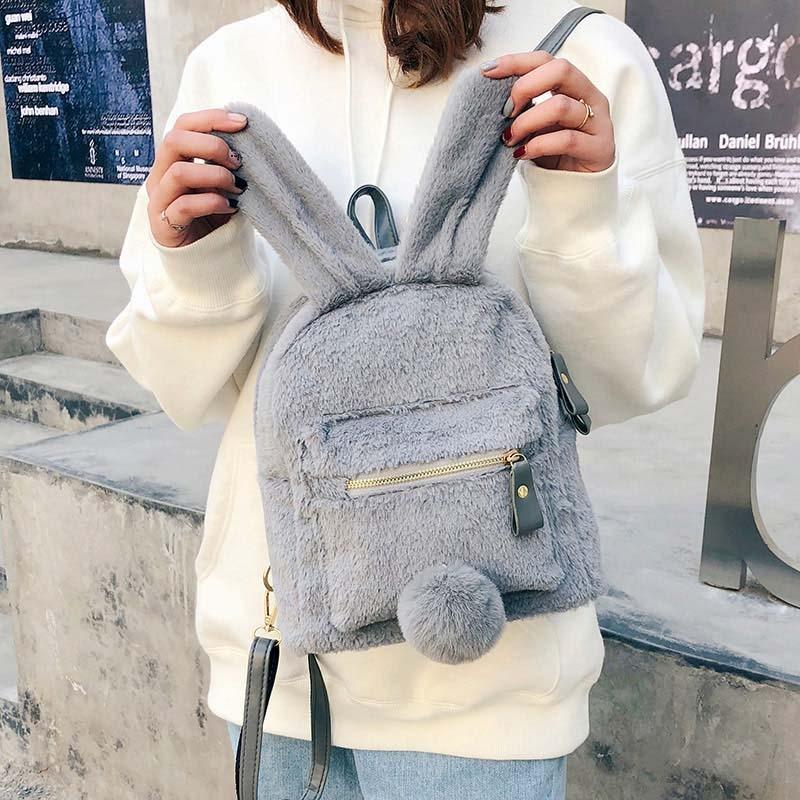 Kinky Cloth Bags & Wallets Fuzzy Bunny Backpack