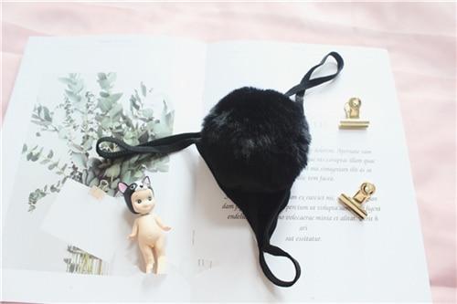 Kinky Cloth Rabbit tail Black / One Size Fuzzy Tail Thongs