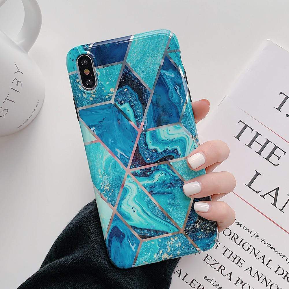 Kinky Cloth 380230 Azure Blue / For 7 Plus or 8 Plus Geometric Marble Texture Case iPhone Case