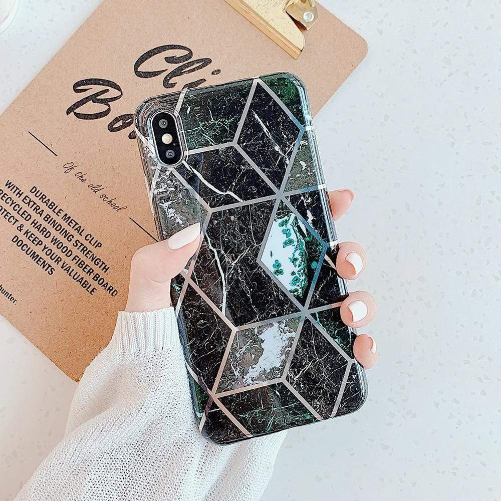 Kinky Cloth 380230 Black / For 7 Plus or 8 Plus Geometric Marble Texture Case iPhone Case