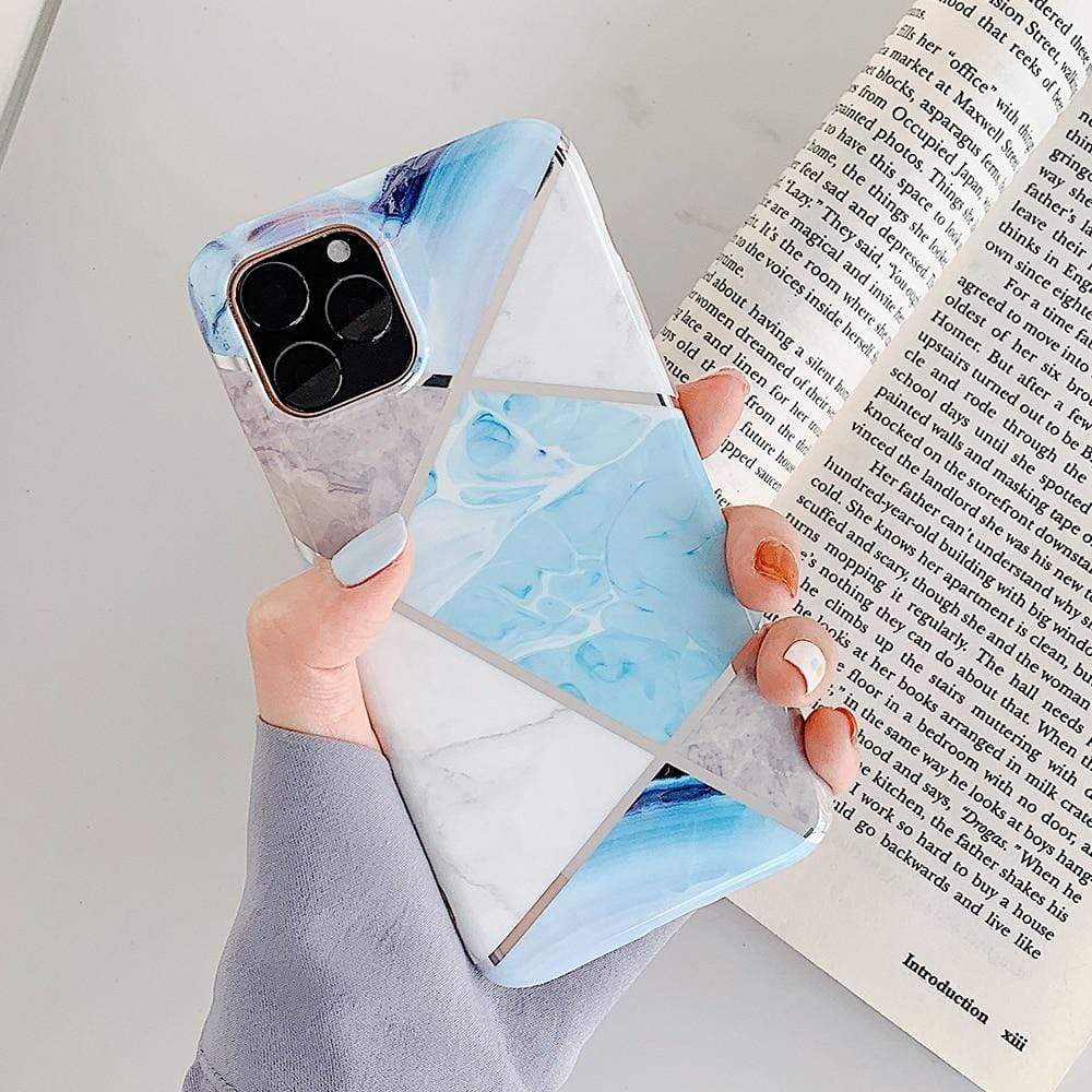 Kinky Cloth 380230 Light Blue / For 7 Plus or 8 Plus Geometric Marble Texture Case iPhone Case