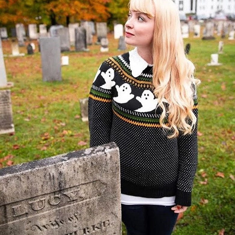 Kinky Cloth Ghost Pattern Knit Sweater