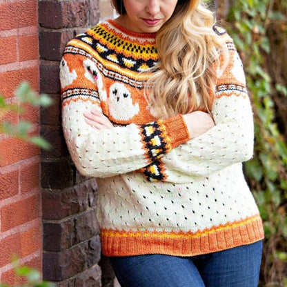 Kinky Cloth Orange2 / One Size Ghost Pattern Knit Sweater