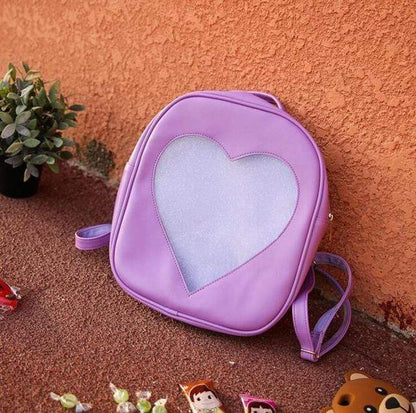 Kinky Cloth backpack Lavender Glitter Heart Jelly Backpack