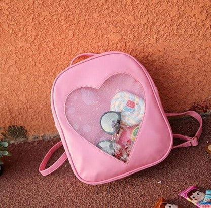 Kinky Cloth backpack Pink Glitter Heart Jelly Backpack