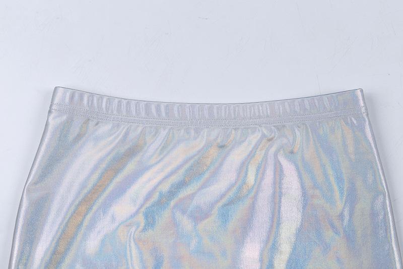Kinky Cloth L Glitter Holographic Top & Skirt Set