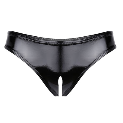 Kinky Cloth Black C / S Glossy Open Crotch Lingerie Set