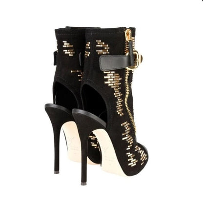 Kinky Cloth Gold Bling Tinsel Ankle Boots
