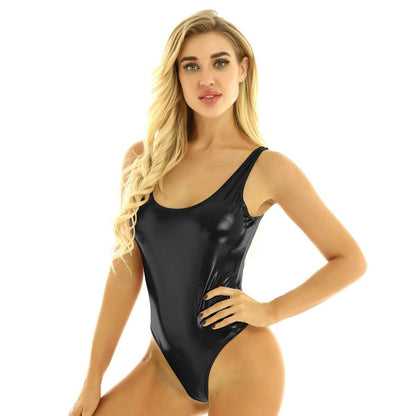 Holographic High Cut Thong Bodysuit