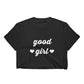Kinky Cloth Top Crop Top - S / Black/ White Font Good Girl Hearts Top
