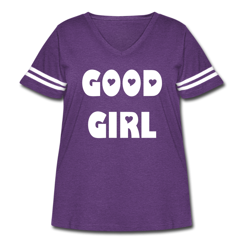 SPOD Women's Curvy Vintage Sport T-Shirt 1 (14-16) Good Girl Plus Size T-shirt