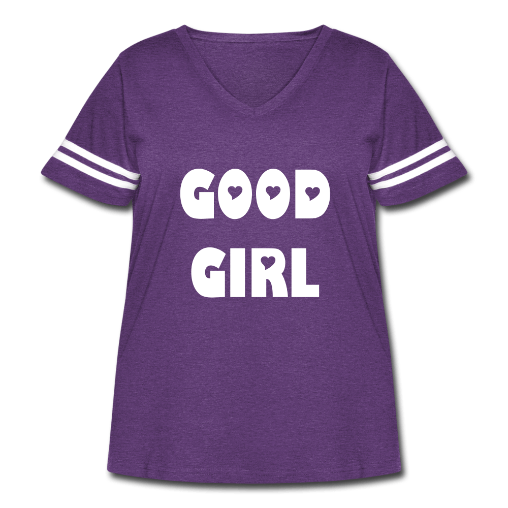 SPOD Women's Curvy Vintage Sport T-Shirt Good Girl Plus Size T-shirt