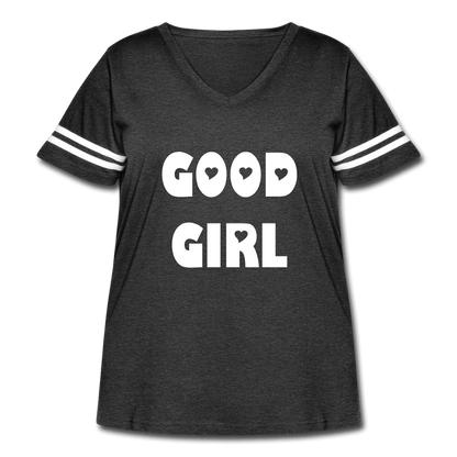SPOD Women's Curvy Vintage Sport T-Shirt Good Girl Plus Size T-shirt