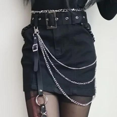 Kinky Cloth 200001886 Goth Leather Belt With Chains