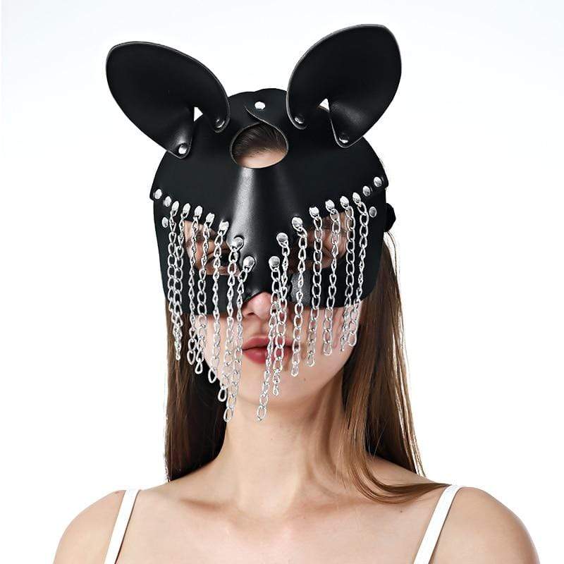 Kinky Cloth 200003979 Goth Leather Chain Catwoman Mask
