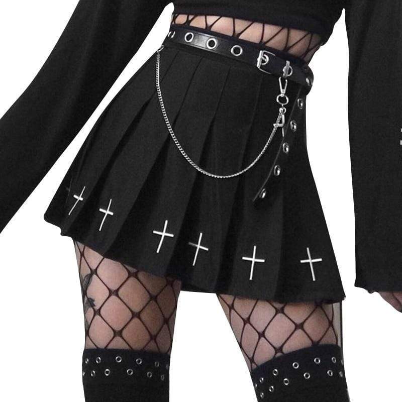 Kinky Cloth 349 Black / L Gothic Cross Mini Skirt