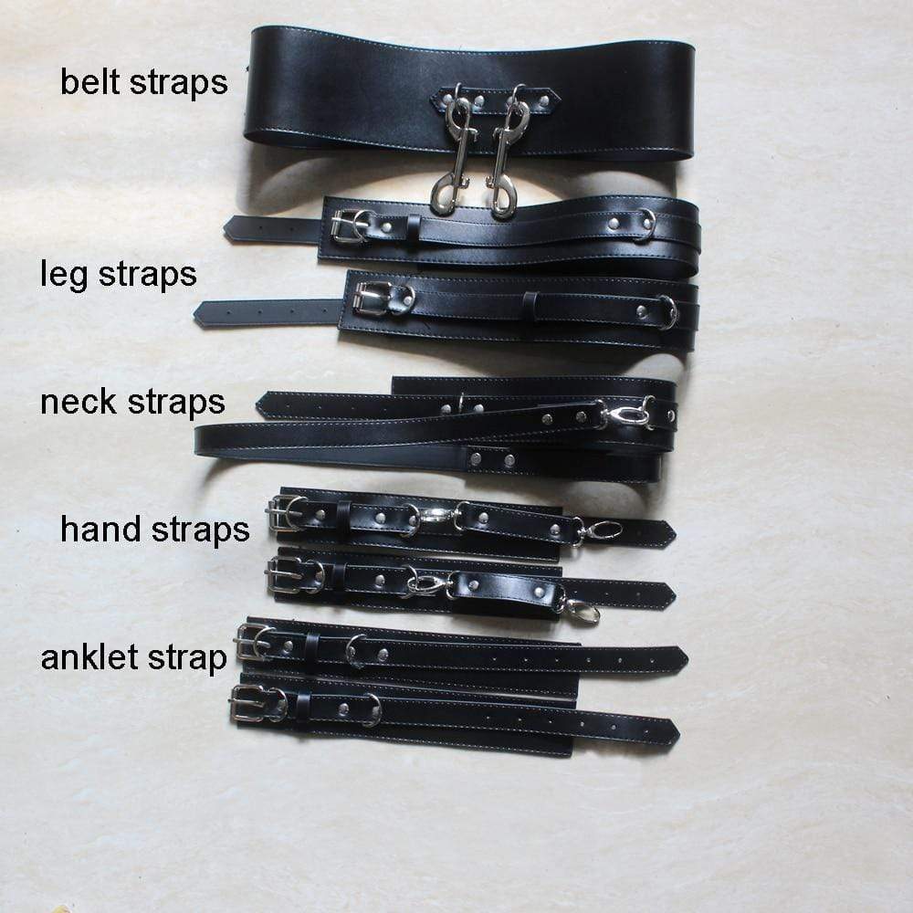 Kinky Cloth 200000298 Black - 5pcs Set / 91cm Gothic Harness Leather Belt Bondage Set
