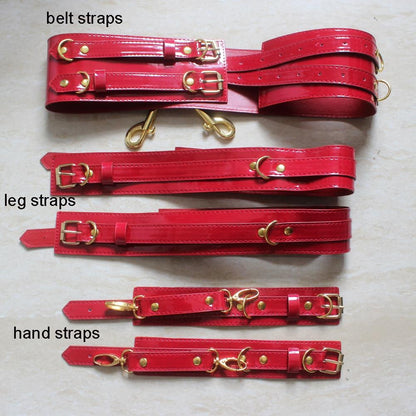 Kinky Cloth 200000298 Red - Belt / Leg / Hand / 91cm Gothic Harness Leather Belt Bondage Set
