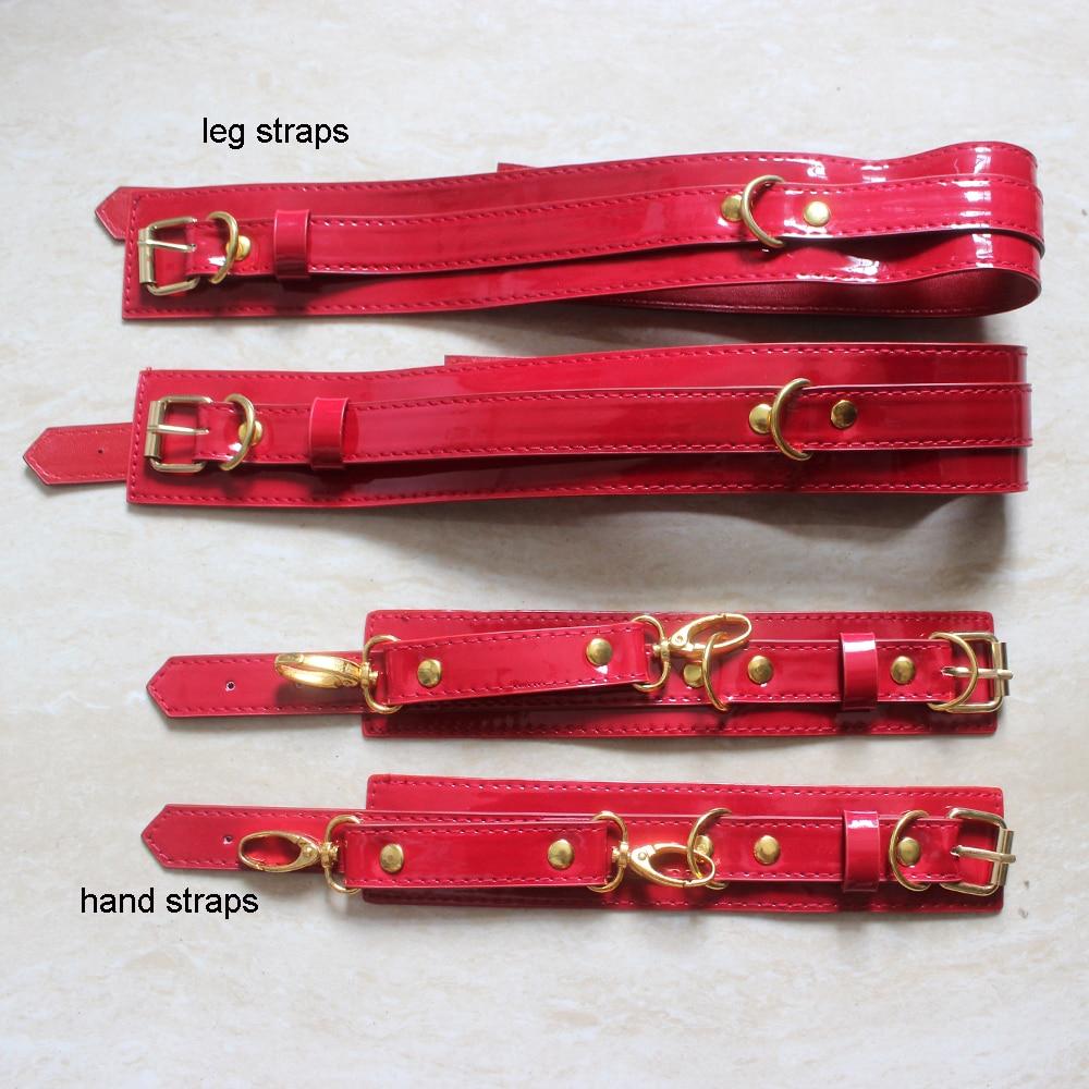 Kinky Cloth 200000298 Red - Leg / Hand / 91cm Gothic Harness Leather Belt Bondage Set