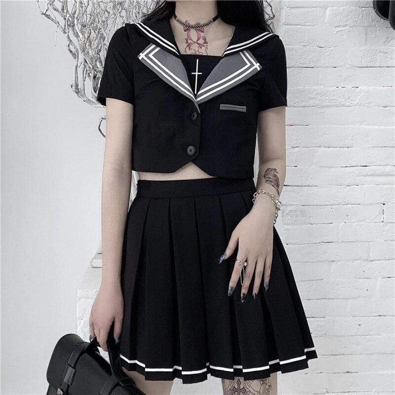 Kinky Cloth 200003494 Black / L Gothic JK Crop Uniform Set