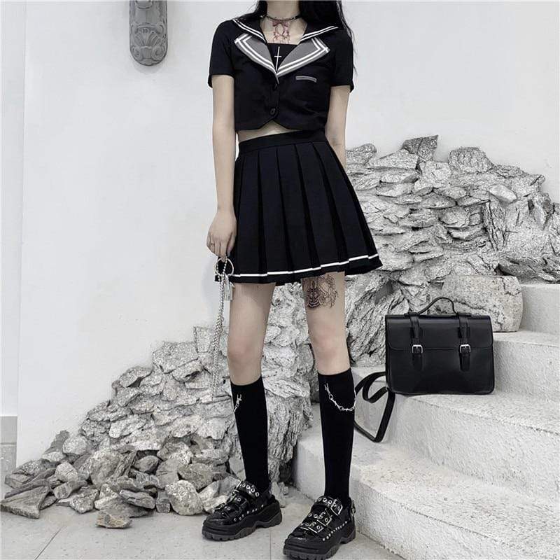 Kinky Cloth 200003494 Gothic JK Crop Uniform Set