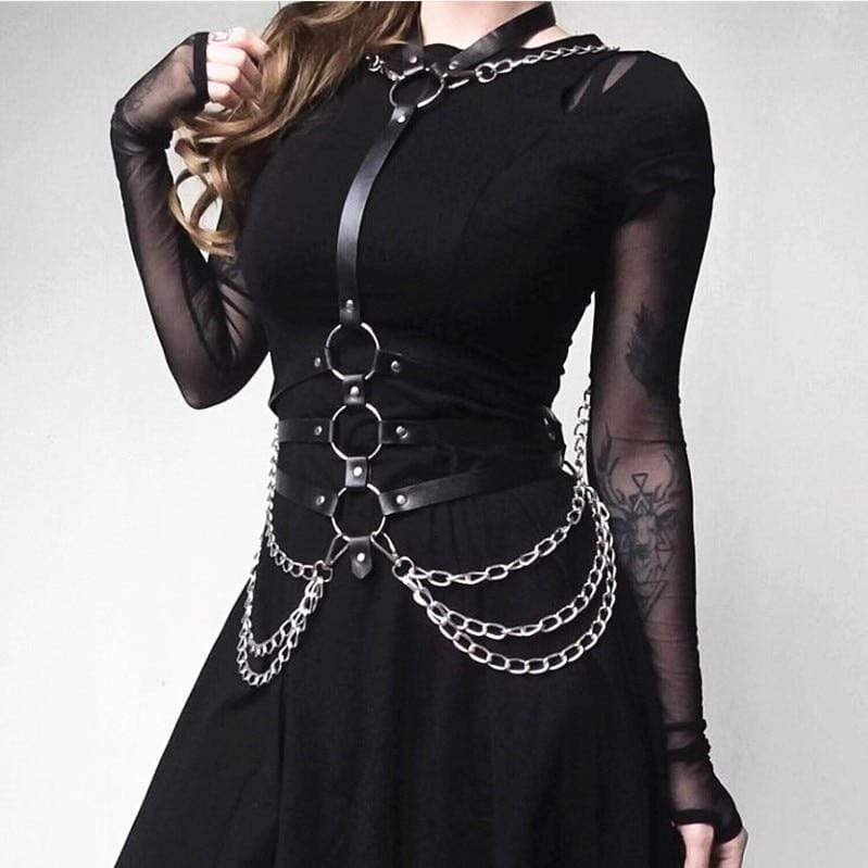 Kinky Cloth 200000298 Gothic Leather Chain Halter Belt