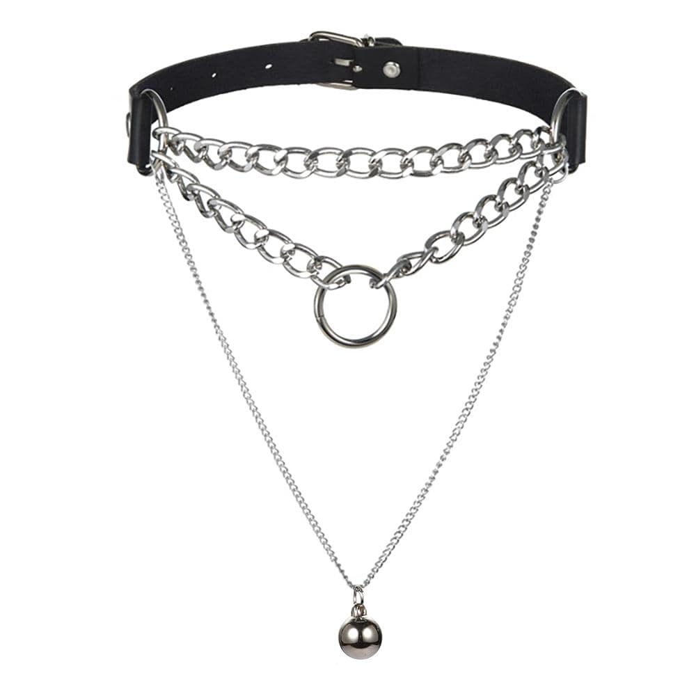 Kinky Cloth Necklace black Gothic Lock Chain Collar
