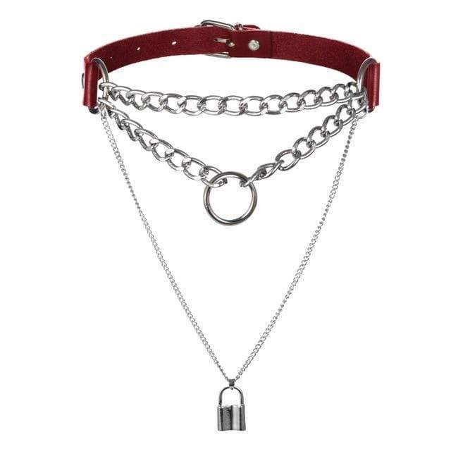 Kinky Cloth Necklace Gothic Lock Chain Collar