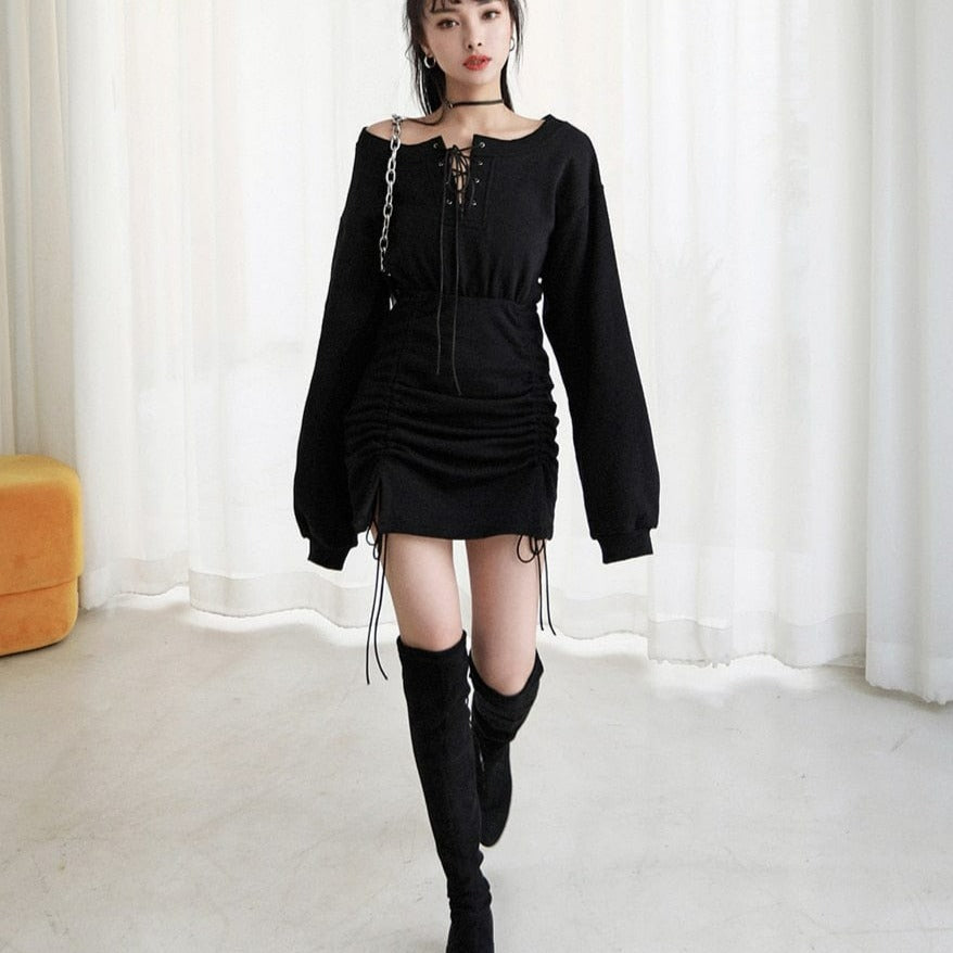 Kinky Cloth Gothic Off-Shoulder Mini Dress