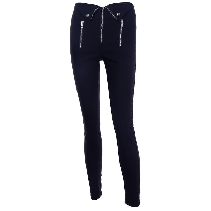 Kinky Cloth Pants black / L Gothic Zipper Grunge Pants
