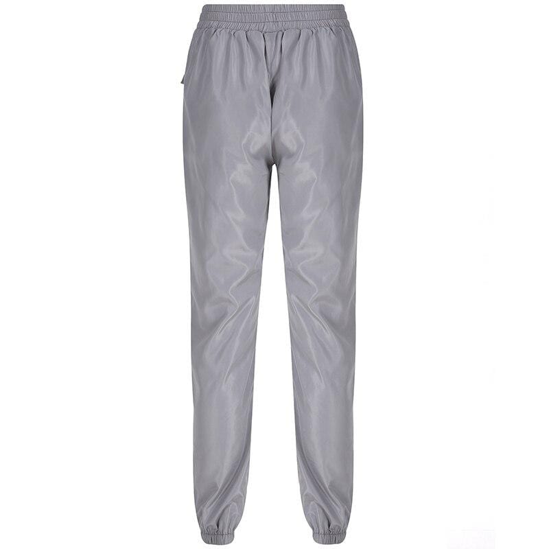 Gray Patchwork Mesh Pants