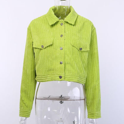 Kinky Cloth 200000848 Green / S Green Corduroy Cropped Jackets