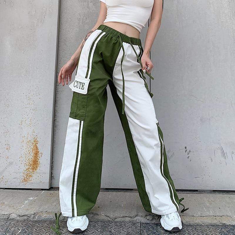 Kinky Cloth 200000366 Green / L Green Patchwork Loose Cargo Pants