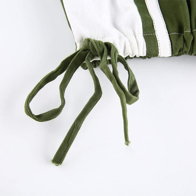 Kinky Cloth 200000366 Green Patchwork Loose Cargo Pants