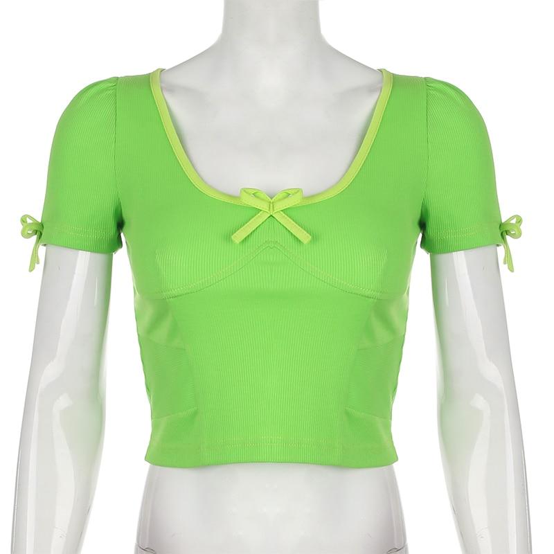 Kinky Cloth 200000791 Green T-Shirt Bow Bodycon Crop Top