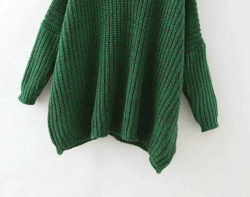 Celeste Women's Clothing one-size Green V Neck Batwing Sweater