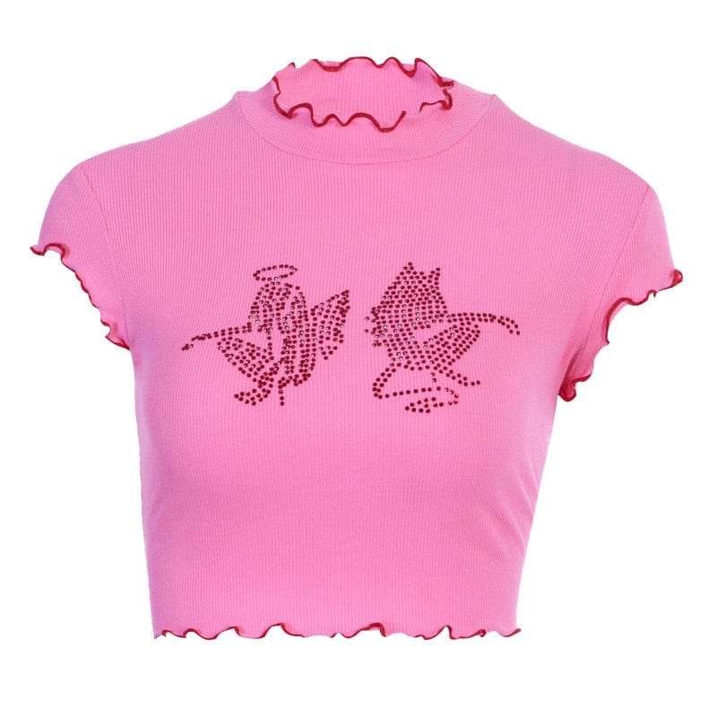 Kinky Cloth pink / S Grunge Ribbed Crop Top